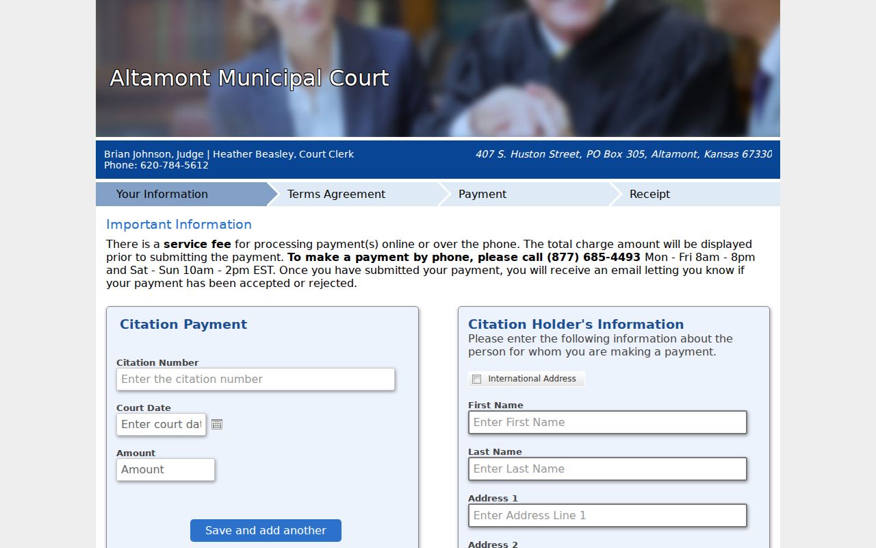 Altamont Municipal Court ticket payment form