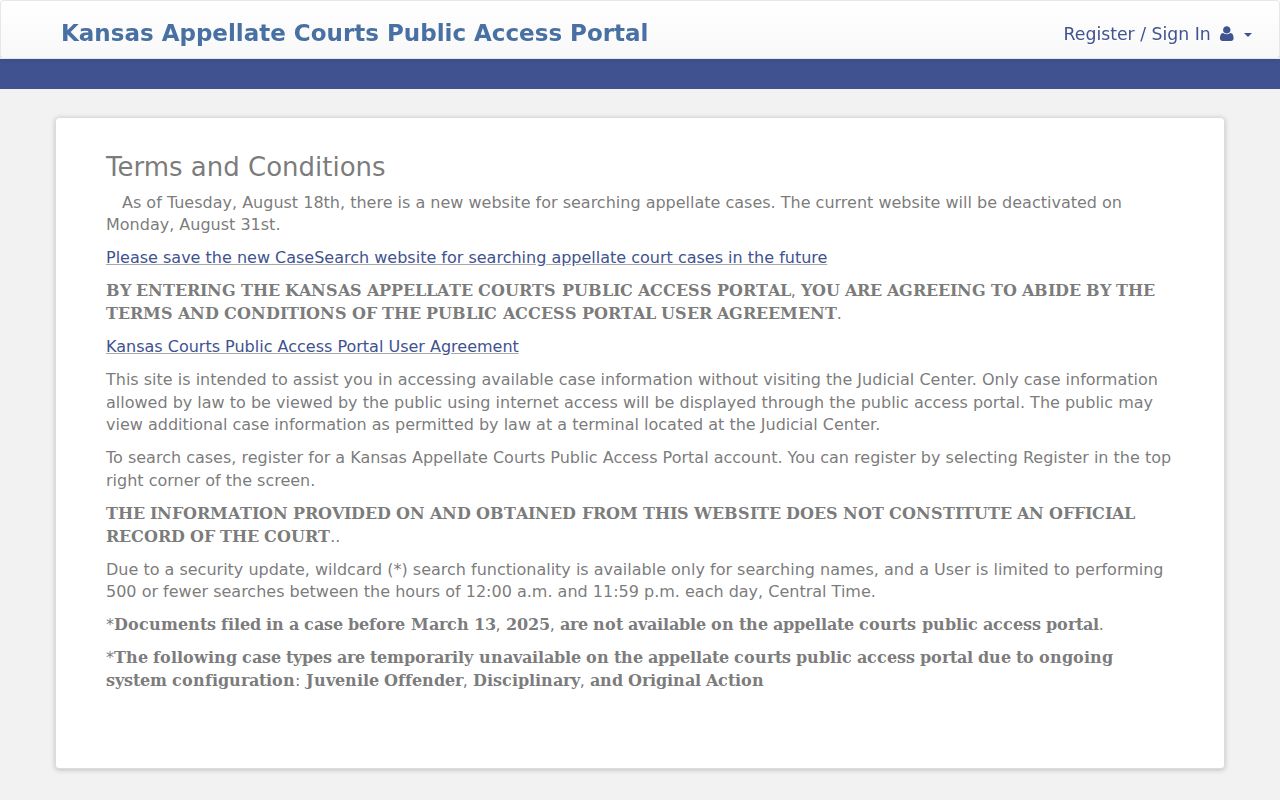 Labette County case lookup Tyler public portal interface