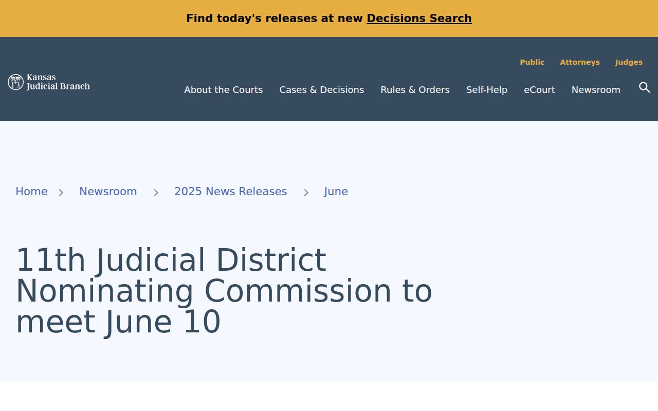 Labette County court dates and Eleventh Judicial District notice