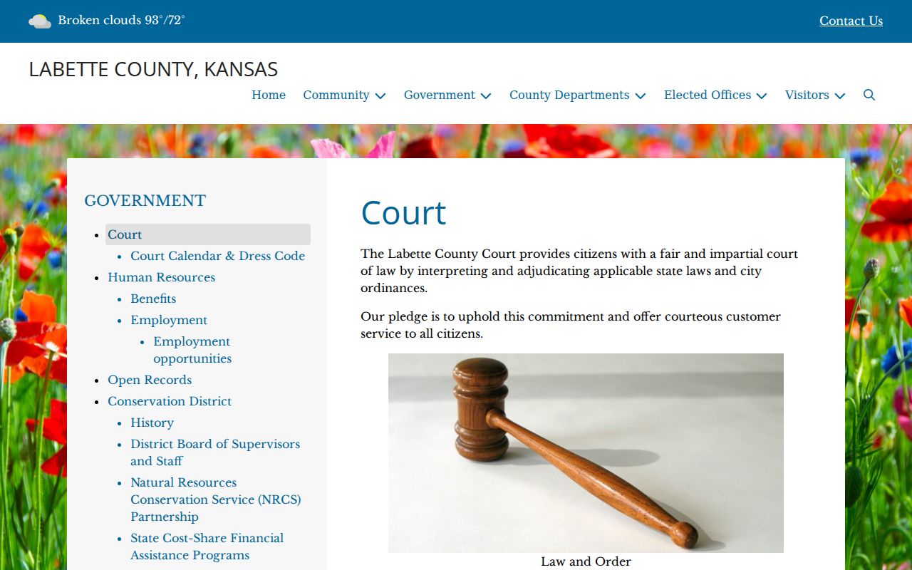 Labette County court landing page for local docket routing