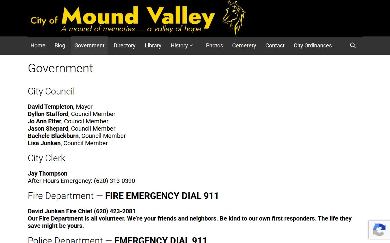 Mound Valley city hall municipal channel in Labette County