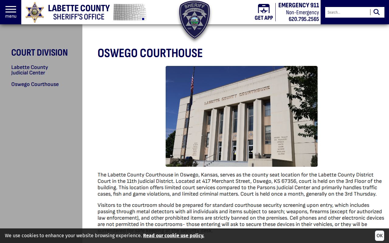Official Oswego Courthouse location and district court information