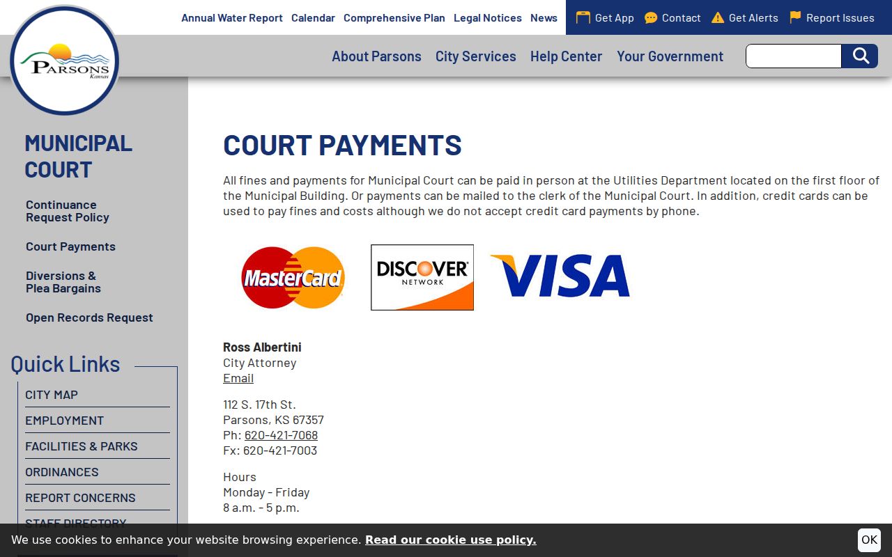 Parsons Municipal Court payment instructions